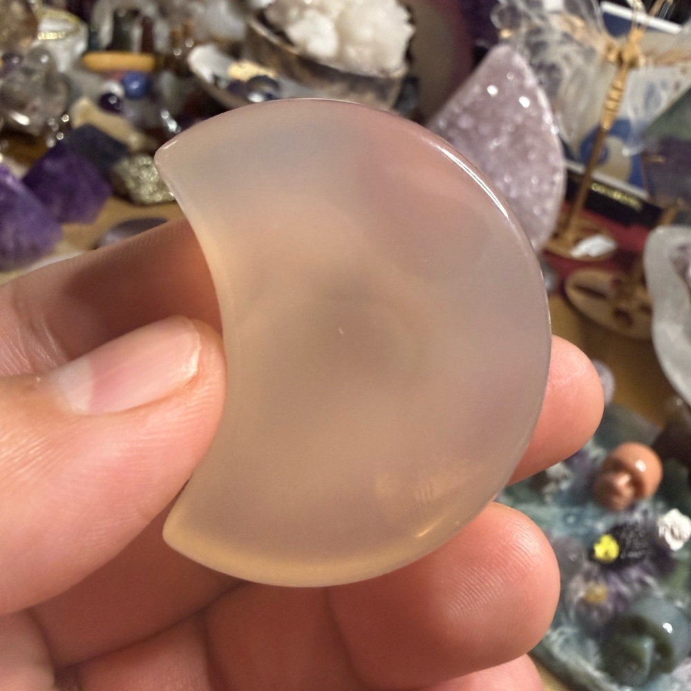 Golden Druzy White Agate Crescent Moon 🌙 - Picture 5 of 6